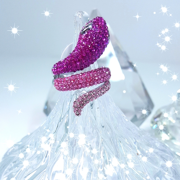 Snake Ring🎀Purple Pink Faux Colorful Rhinestones - Picture 4 of 7